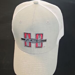 White and Red Logo Baseball Cap